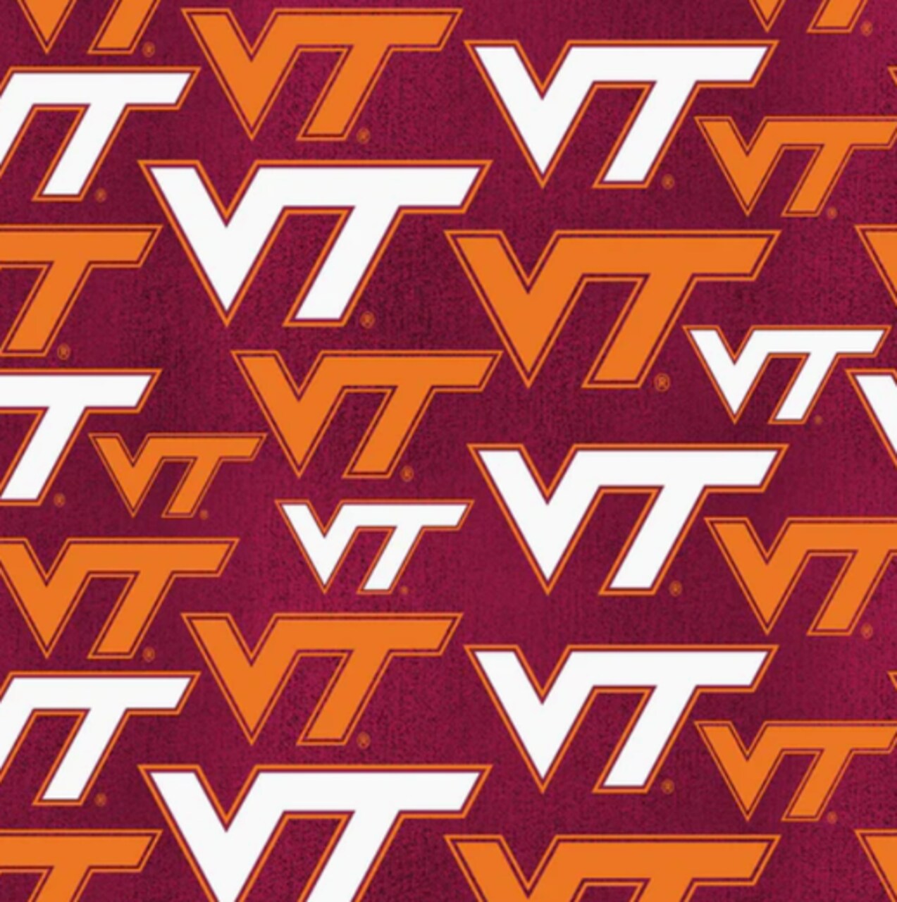Licensed NCAA Virginia Tech University Letters Cotton Fabric by the Yard